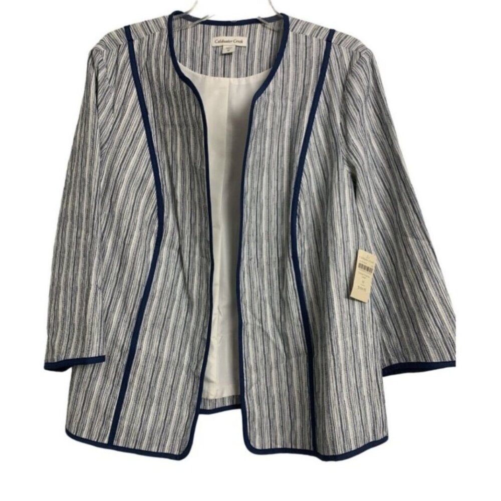 NWT Coldwater Creek Tailored Simplicity‎ Jacket Striped Open Front Size 18